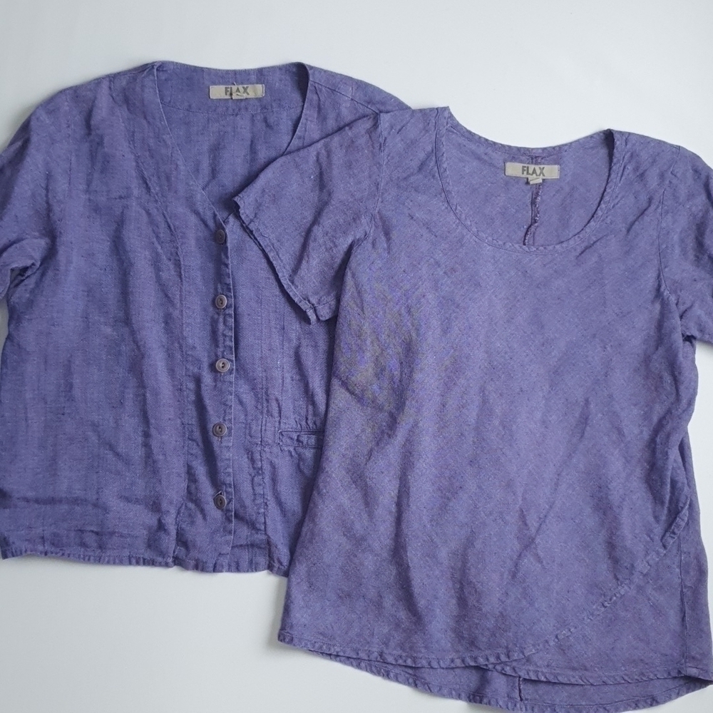 Flax 100% Linen Button Down Top Set